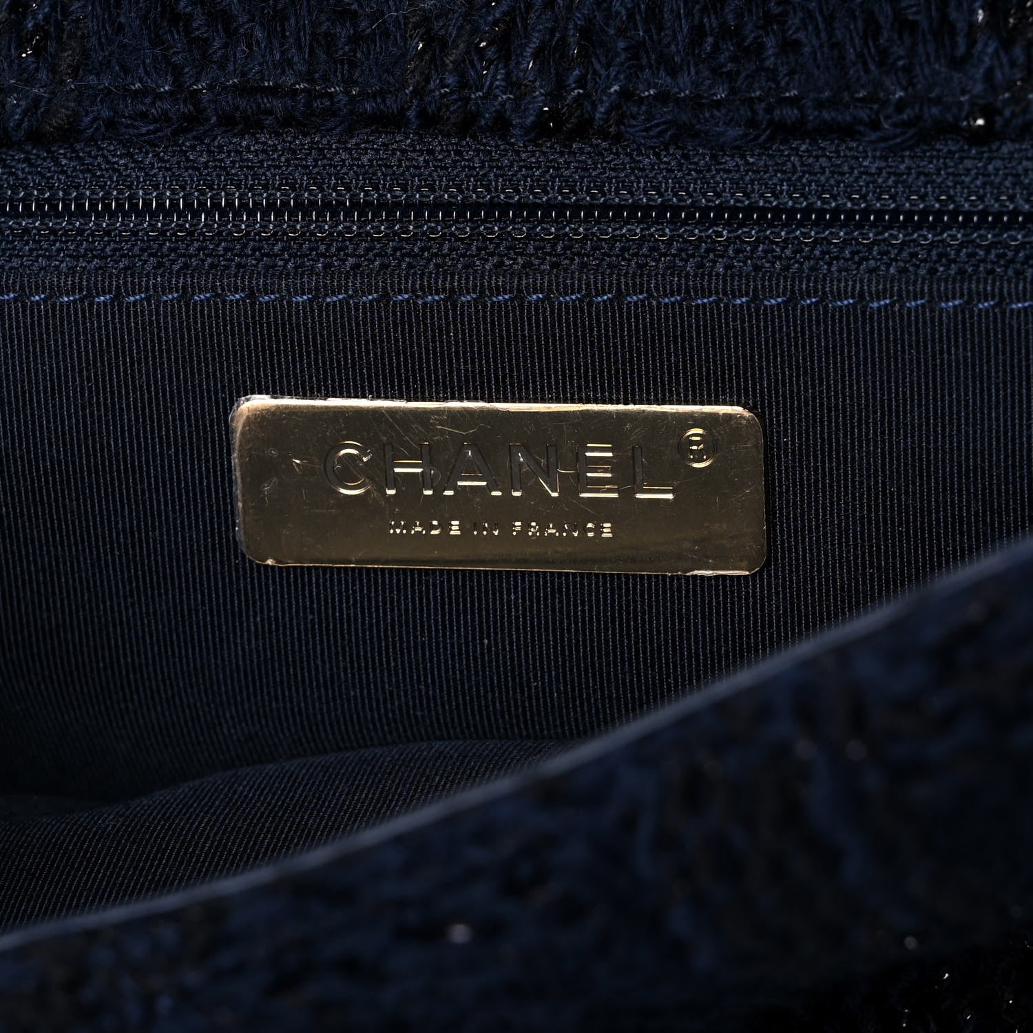 Chanel Tweed Quilted Large Chanel 19 Flap Navy Blue 5 of 12