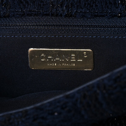 Chanel Tweed Quilted Large Chanel 19 Flap Navy Blue 5 of 12