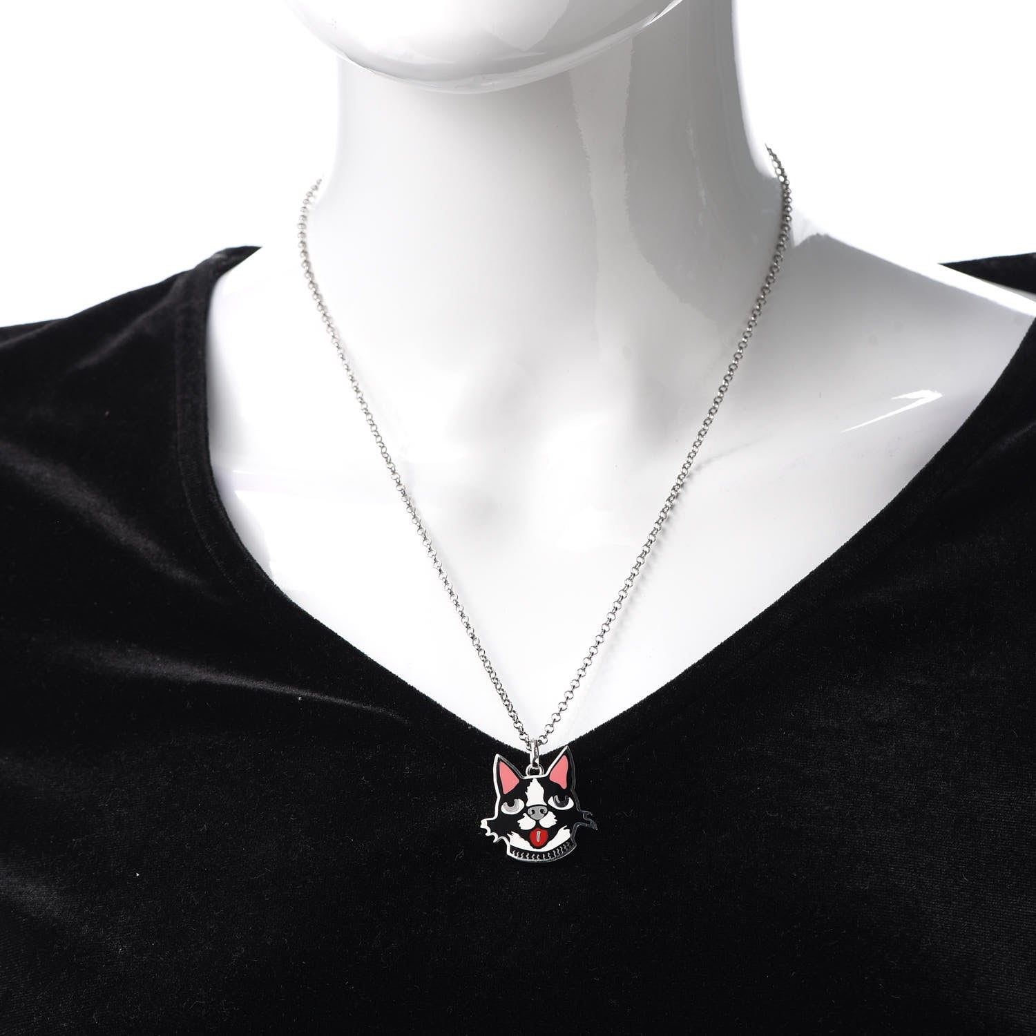 Gucci Sterling Silver Enamel Bosco Pendant Necklace 2 of 6
