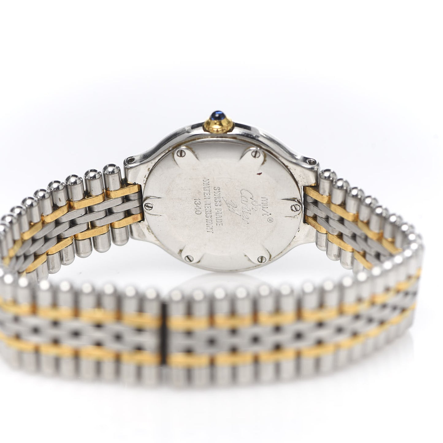 Stainless Steel 18K Yellow Gold 28mm Must De 21 Bullet Link Quartz Watch