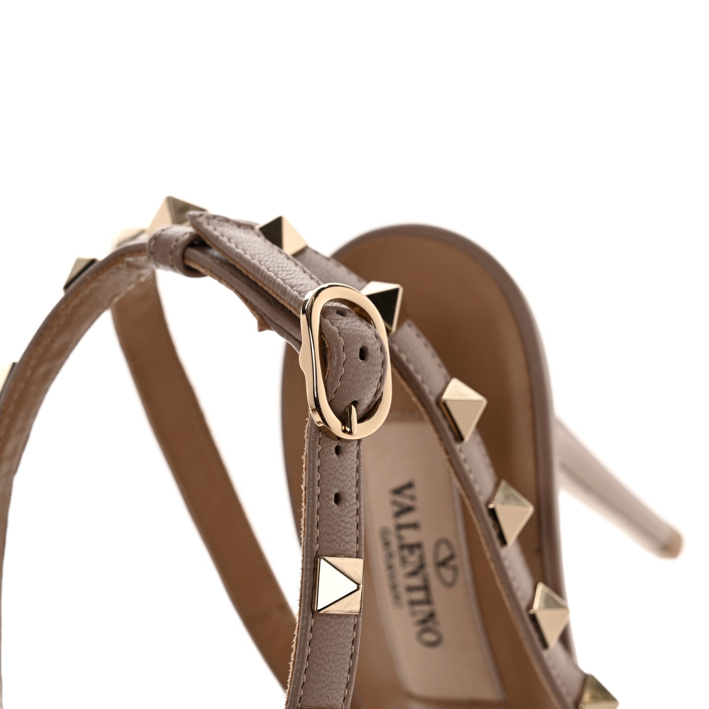 Patent Nappa Rockstud Ankle Strap 100mm Pumps 39.5 Poudre