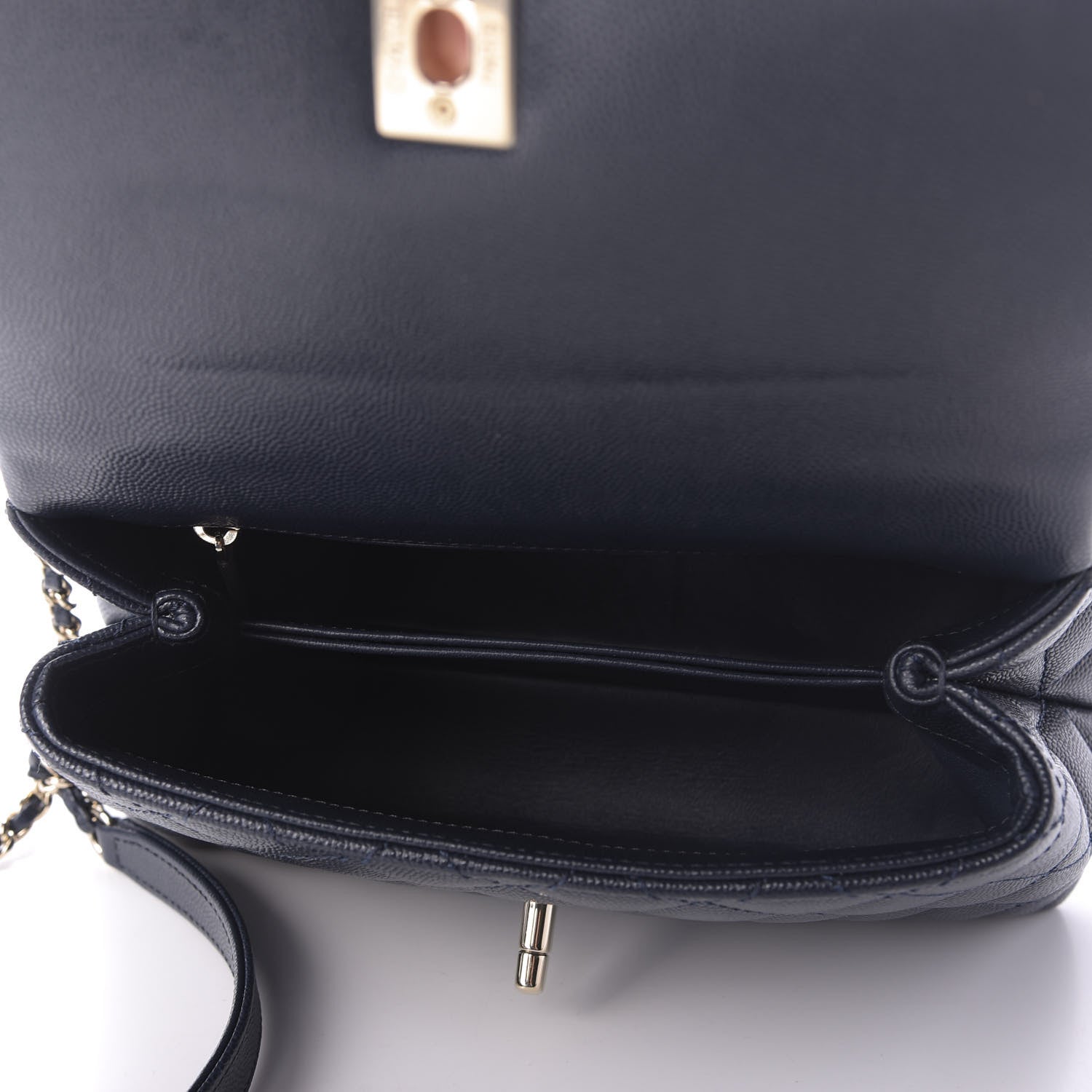 Chanel Caviar Quilted Lizard Embossed Mini Coco Handle Flap Navy Blue 5 of 9