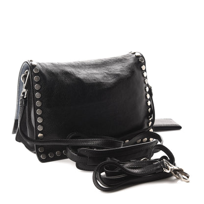 Prada Glace Calfskin Studded Etiquette Flap Black 3 of 11