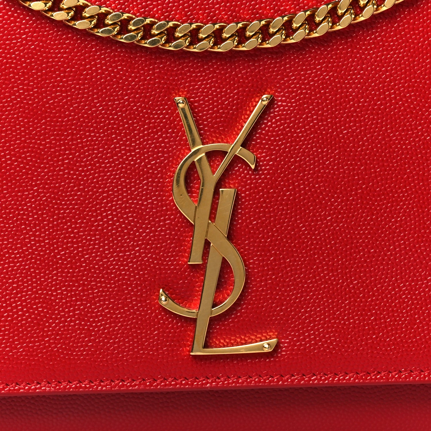 Saint Laurent Grain De Poudre Medium Monogram Kate Satchel Red 9 of 12