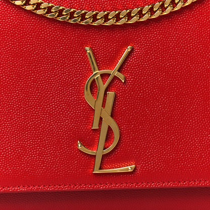Saint Laurent Grain De Poudre Medium Monogram Kate Satchel Red 9 of 12