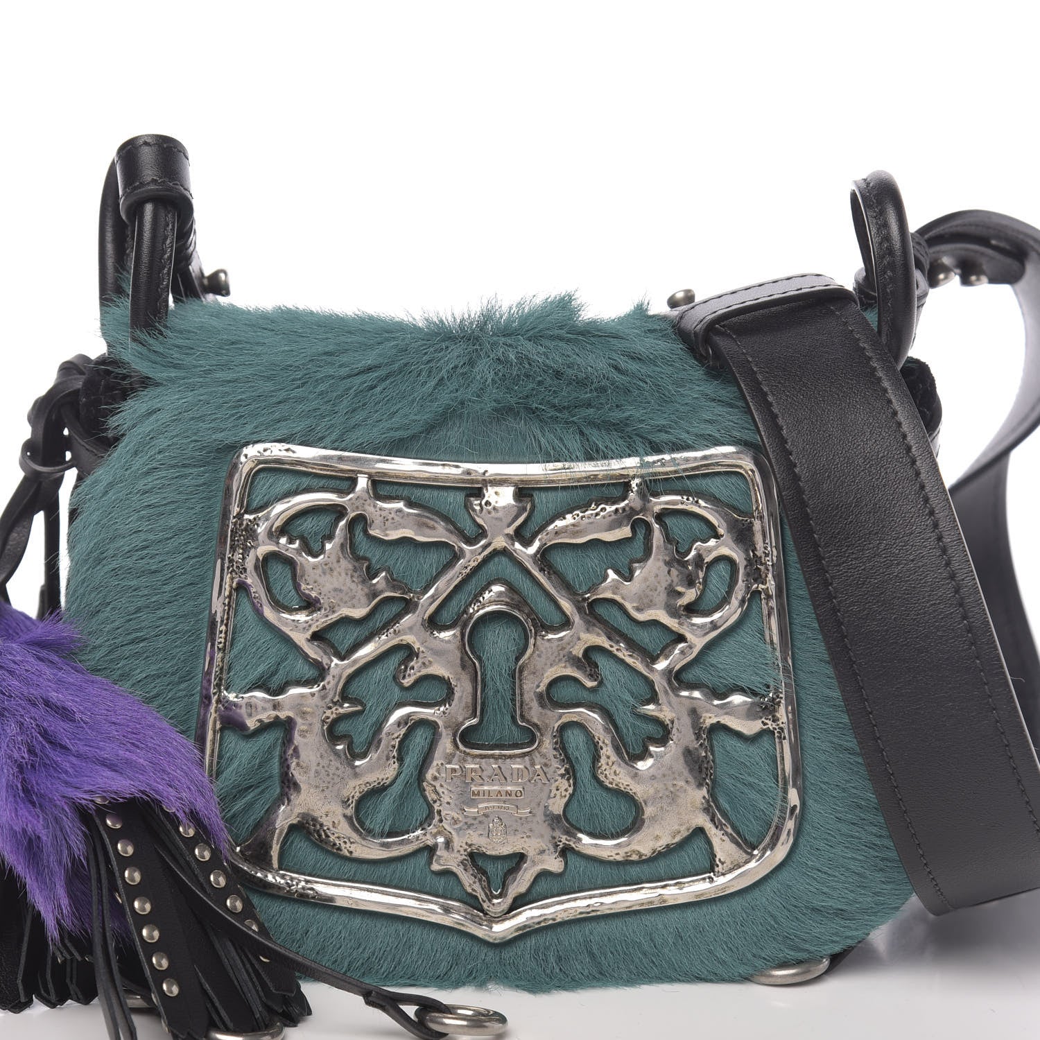 Prada Calf Hair Velluto Corsaire Antic Crossbody Bag Biliardo Black 9 of 9