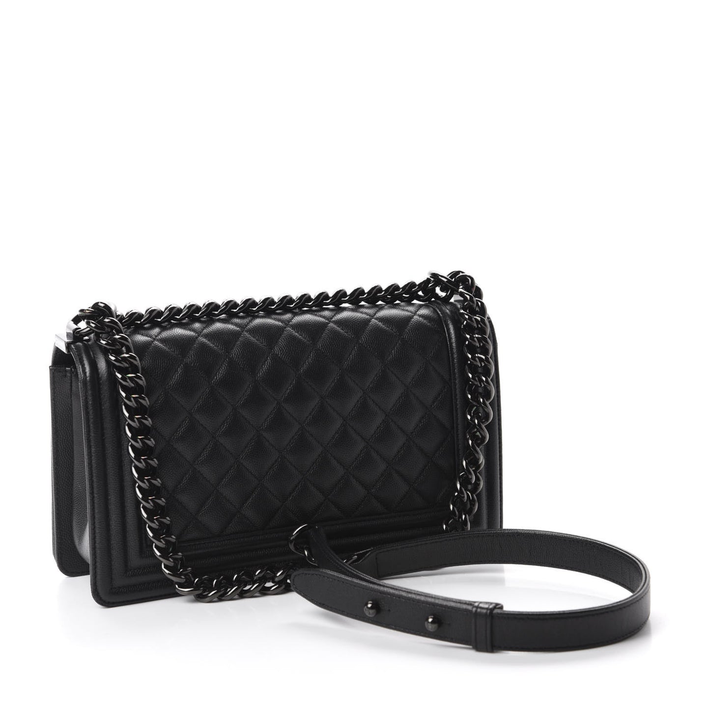 Caviar Quilted Medium Boy Flap So Black