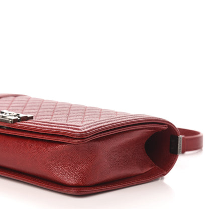 Chanel Caviar Quilted New Medium Boy Flap Dark Red 12 of 14