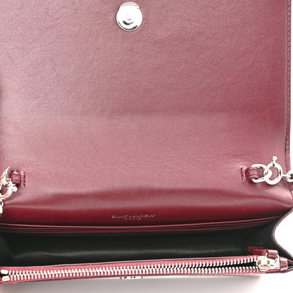 Saint Laurent Calfskin Crocodile Embossed Kate Monogram Tassel Chain Wallet Rouge Legion 5 of 9