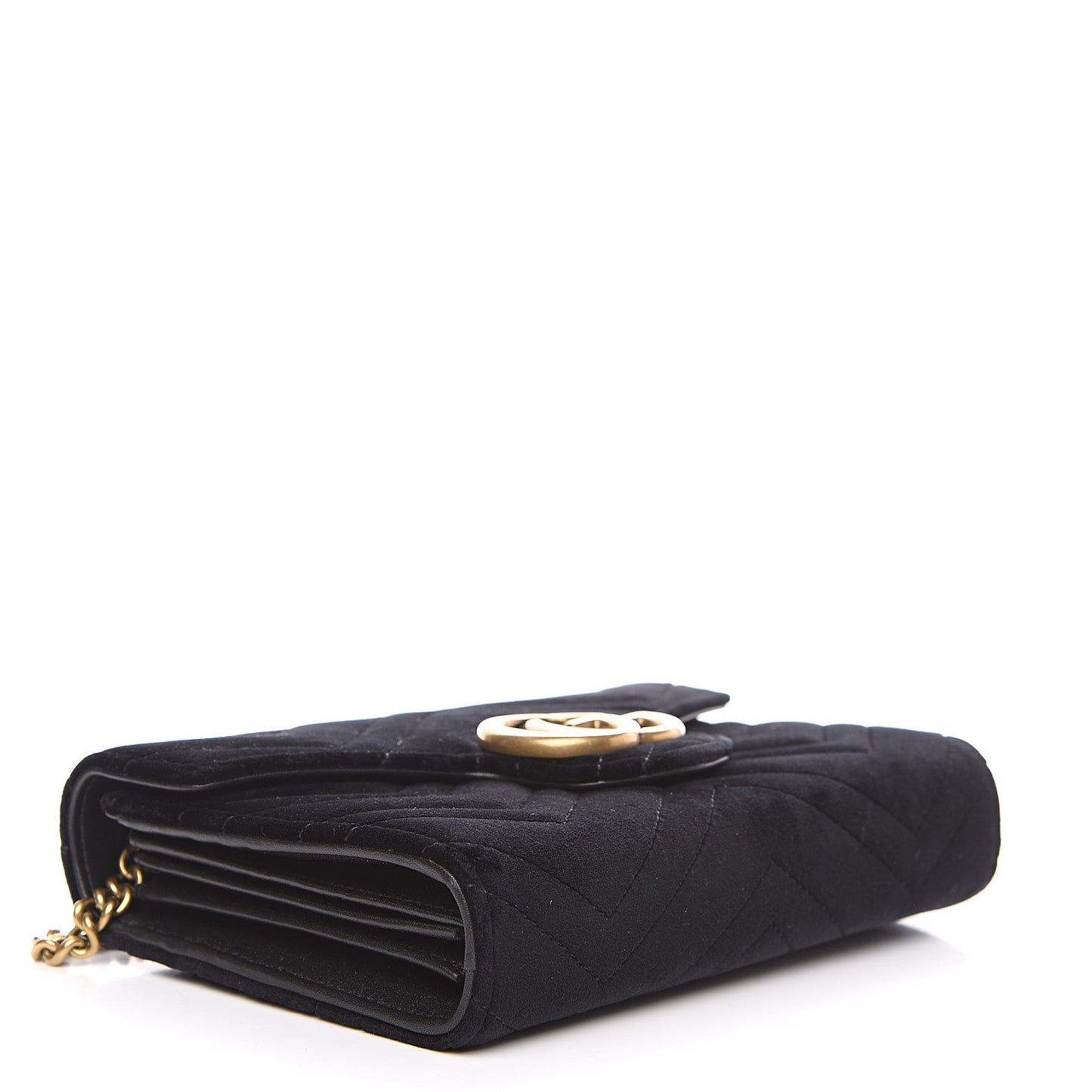 Velvet Matelasse GG Marmont Chain Wallet Black