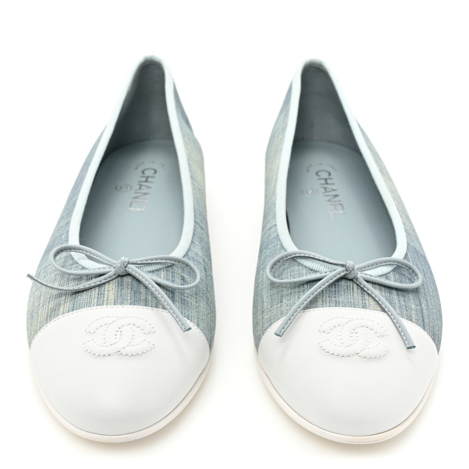 Chanel Denim Lambskin CC Cap Toe Ballerina Flats 41 Light Blue 2 of 12