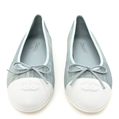 Chanel Denim Lambskin CC Cap Toe Ballerina Flats 41 Light Blue 2 of 12