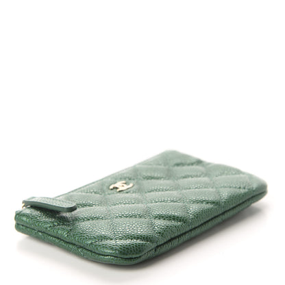 Chanel Metallic Caviar Quilted Small Cosmetic Case Green 4 of 7