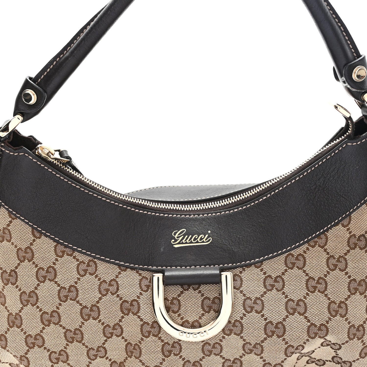Gucci Monogram Large D Gold Hobo Dark Brown 8 of 11