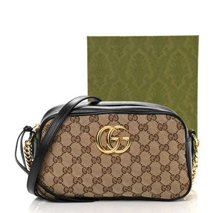 Gucci Monogram Matelasse Diagonal Small GG Marmont Chain Shoulder Bag Beige Black 14 of 14