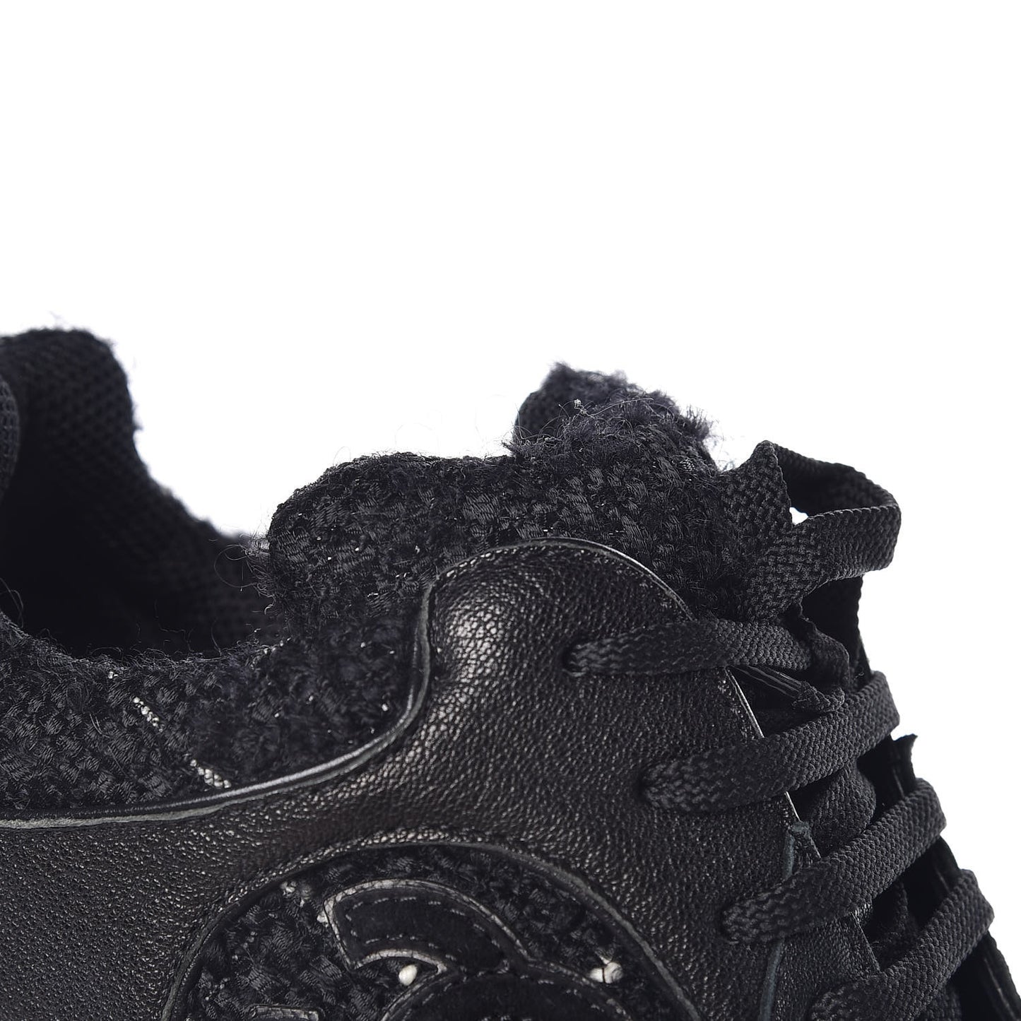 Tweed Suede Goatskin CC Sneakers 38 Black White