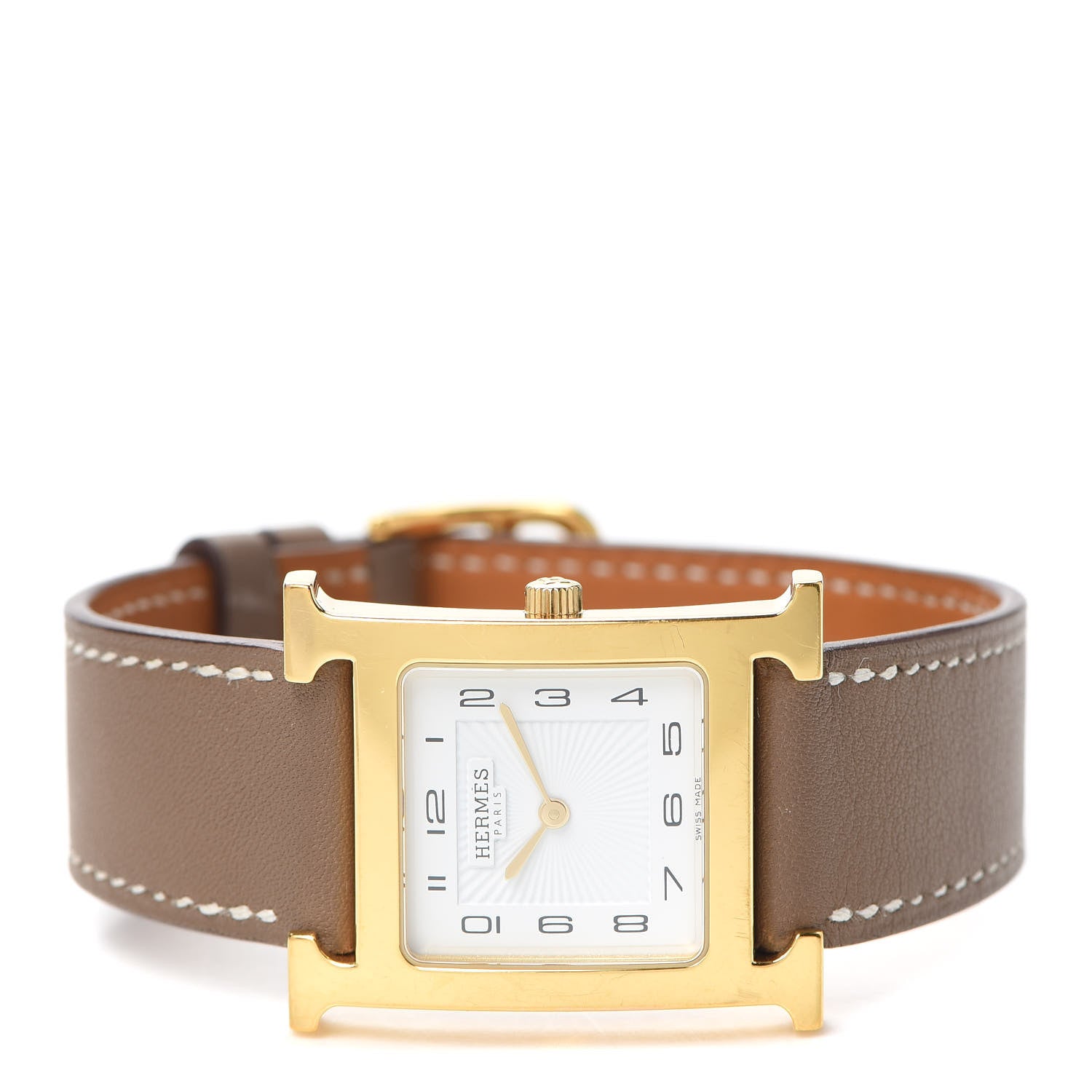 Hermes Stainless Steel Swift 26mm Heure H Hour Quartz Watch Etoupe 2 of 4