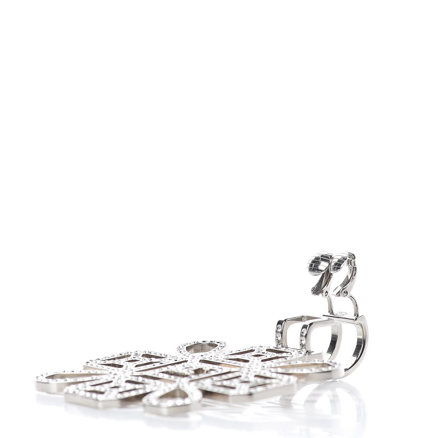 Chanel Crystal CC Drop Single Clip On Earring Silver 3 of 5