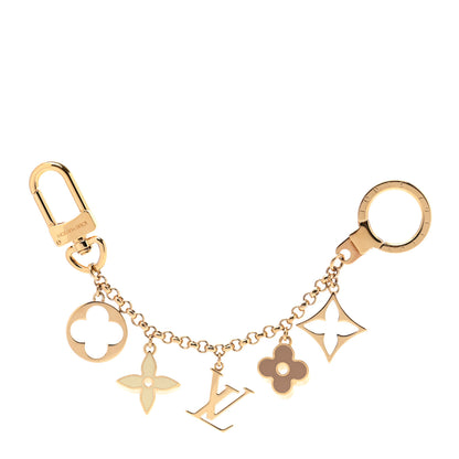Louis Vuitton Brass Enamel Fleur De Monogram Bag Charm Chain Gold 1 of 5