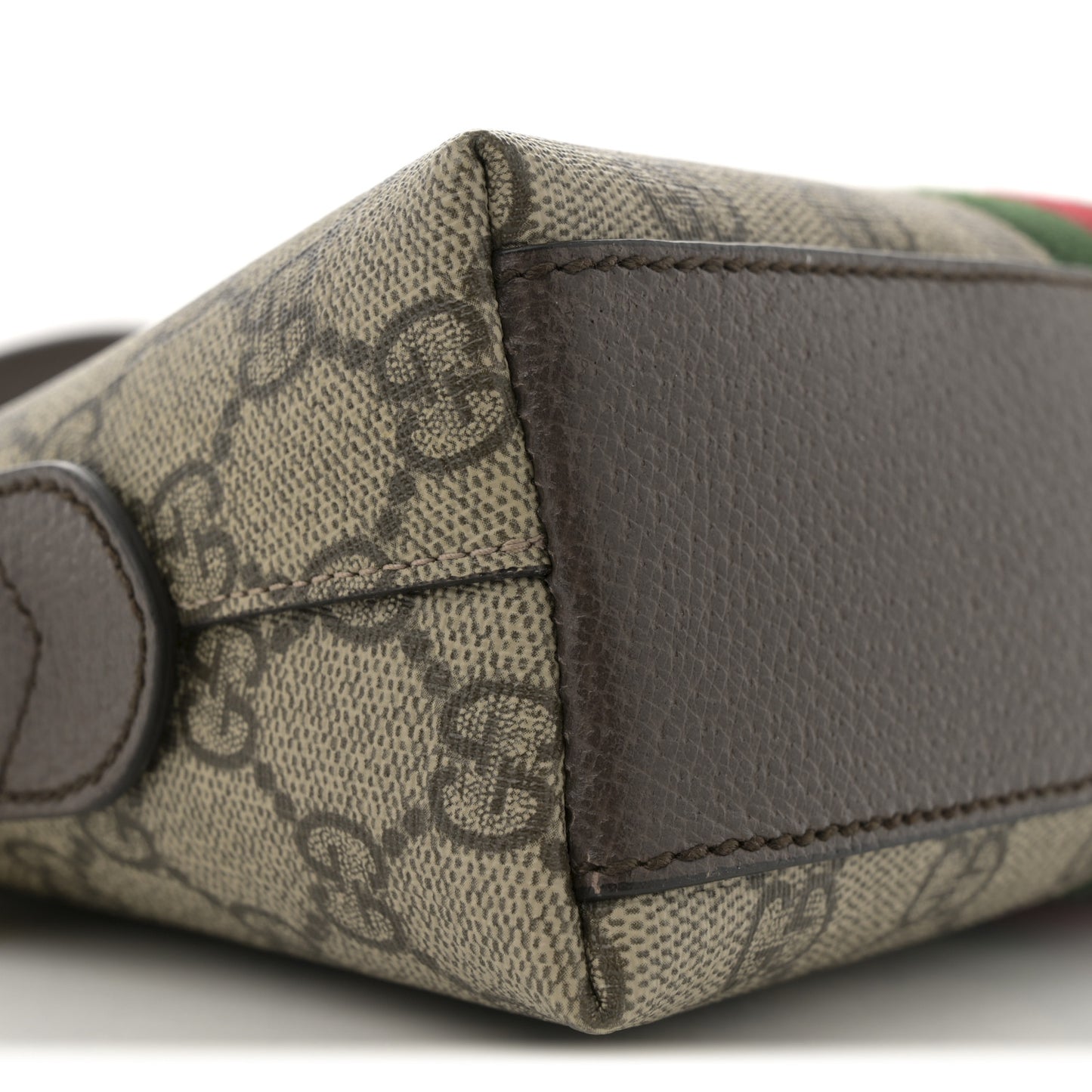 GG Supreme Monogram Textured Dollar Calfskin Web Small Ophidia Dome Shoulder Bag Beige Ebony New Acero