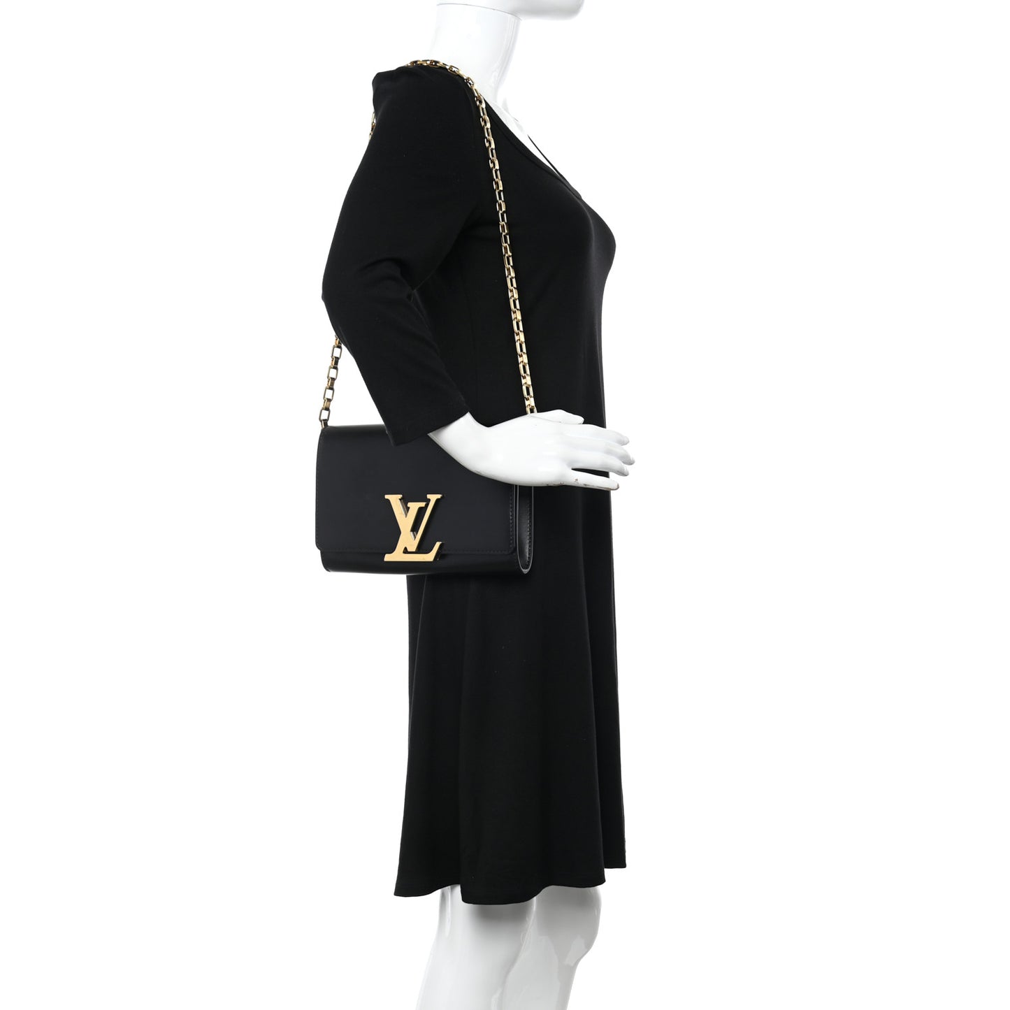 Calfskin Chain Louise GM Black