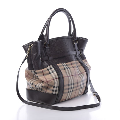 Burberry Grained Calfskin Haymarket Check Medium Golderton Tote Chocolate 4 of 12