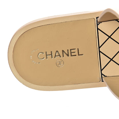 Chanel Calfskin Chain CC Logo Toe Ring Sandals 36 Beige 7 of 7