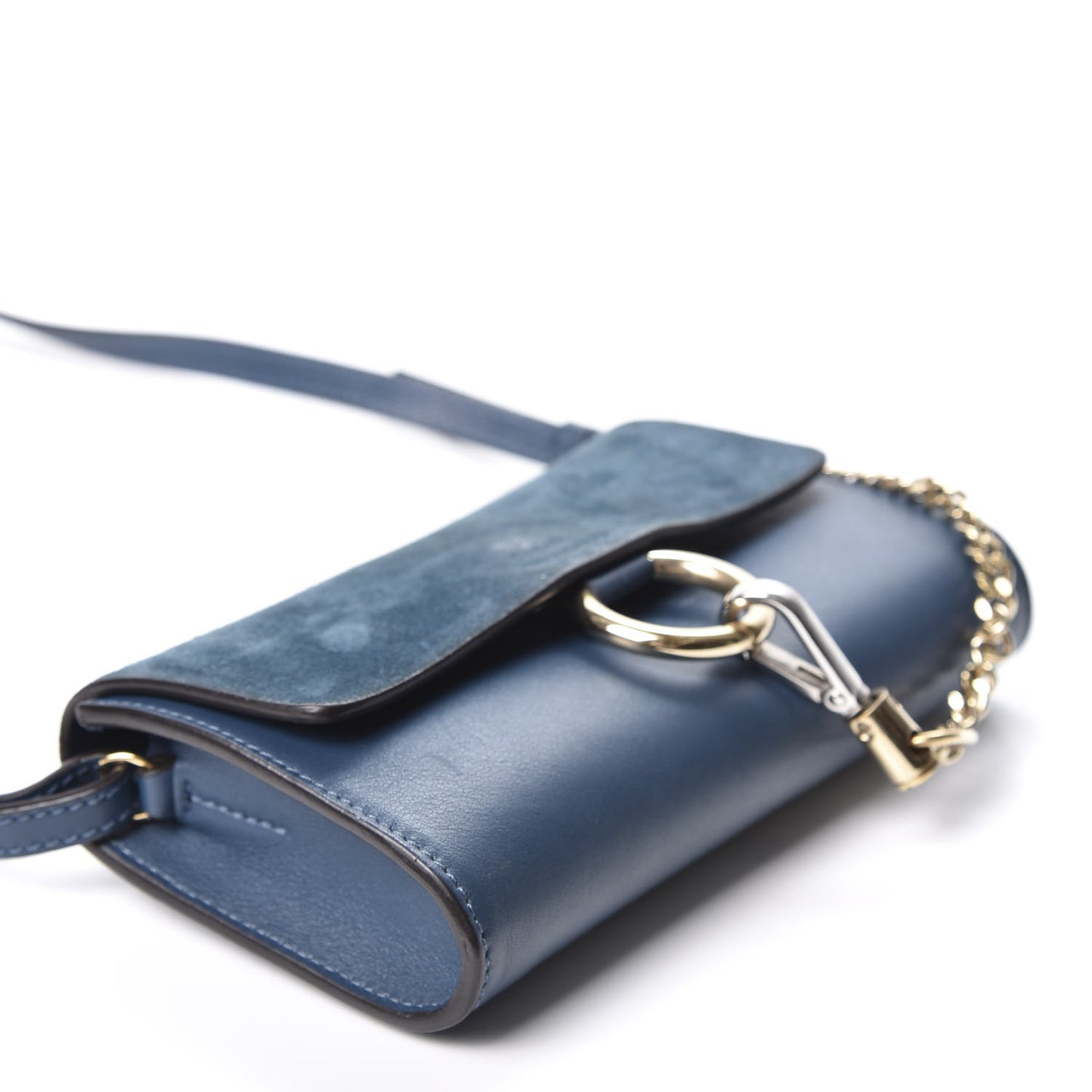 Suede Calfskin Mini Faye Shoulder Bag Majolica Blue