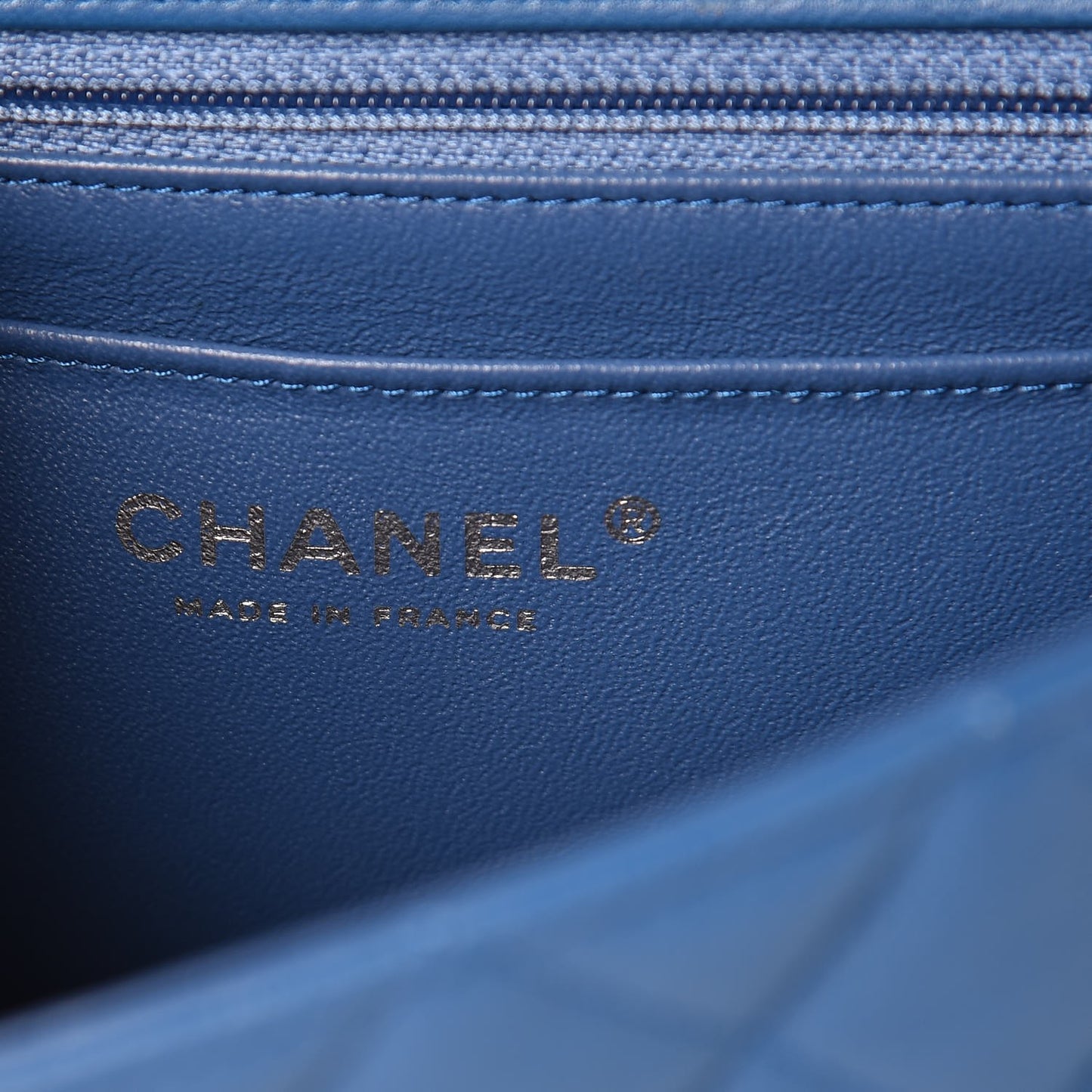 Crumpled Calfskin Quilted Mini Rectangular Flap Blue