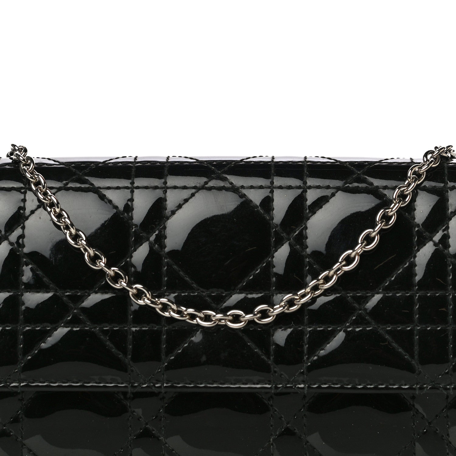 Christian Dior Patent Cannage Lady Dior Rendezvous Wallet On Chain Black 18 of 18
