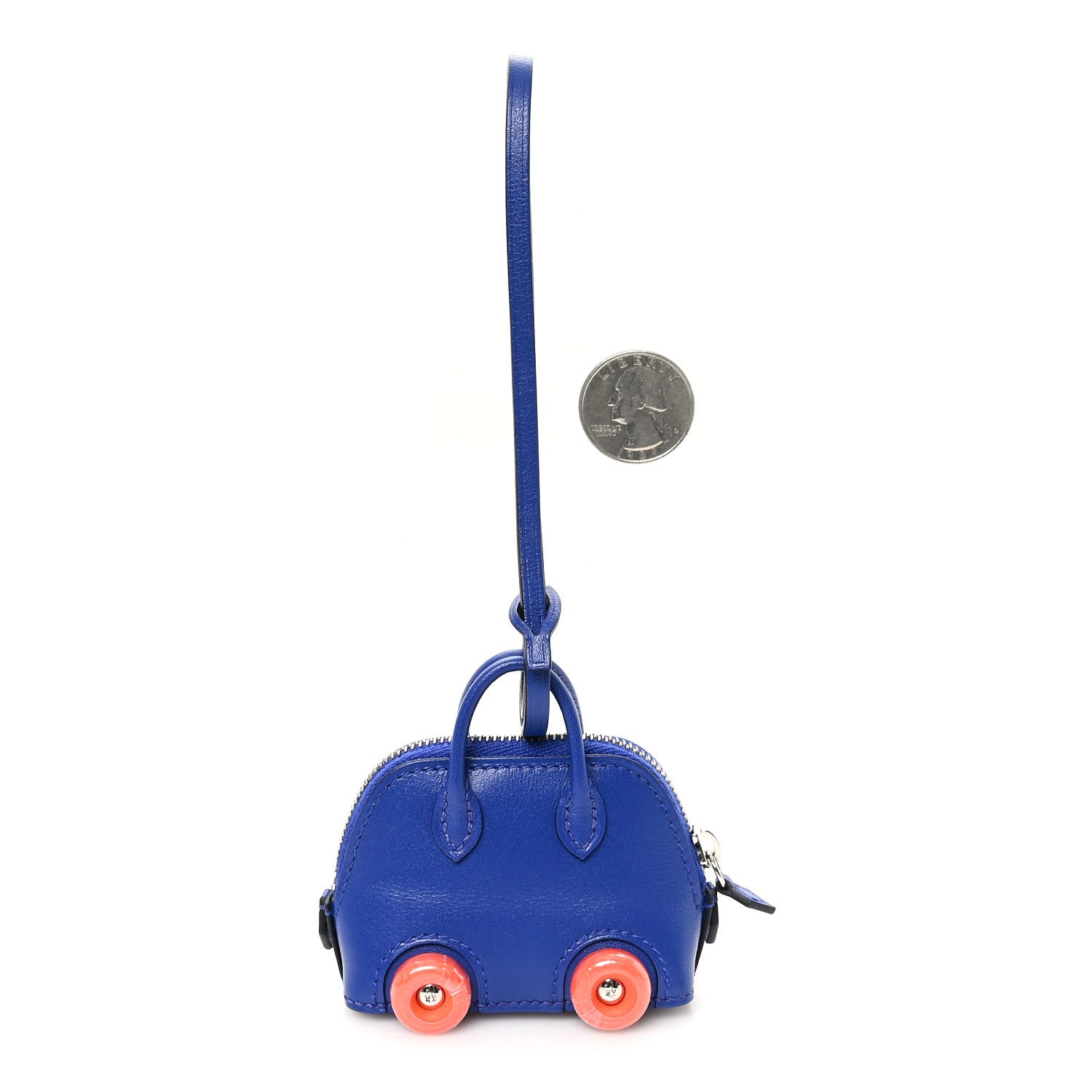 Hermes Chevre Mysore Bolide On Wheels Bag Charm Bleu Electrique 2 of 4