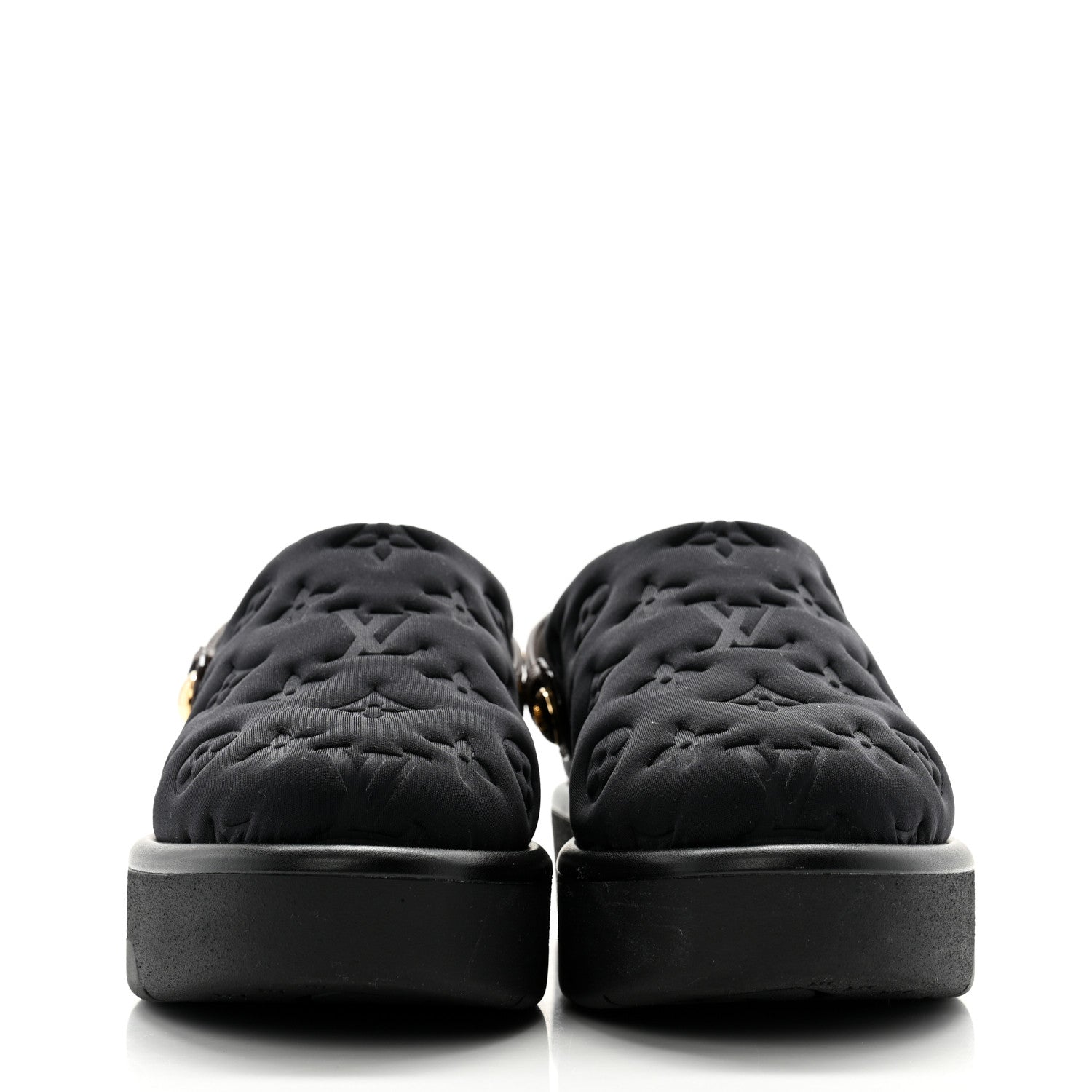Louis Vuitton Nylon Embossed Monogram Aspen Platform Clog Mules 36 Black 2 of 10