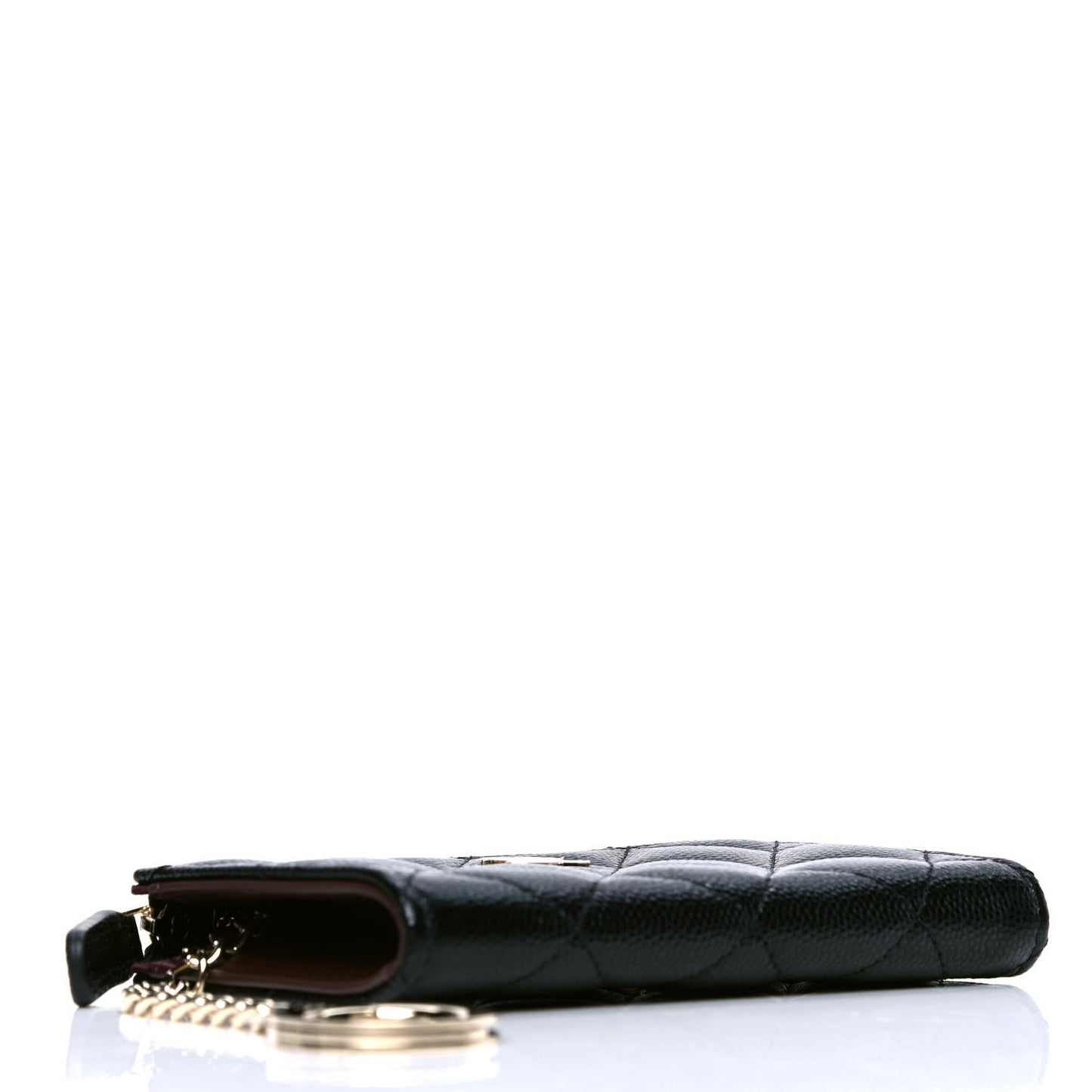 Caviar Quilted Zipped Key Holder Case Black