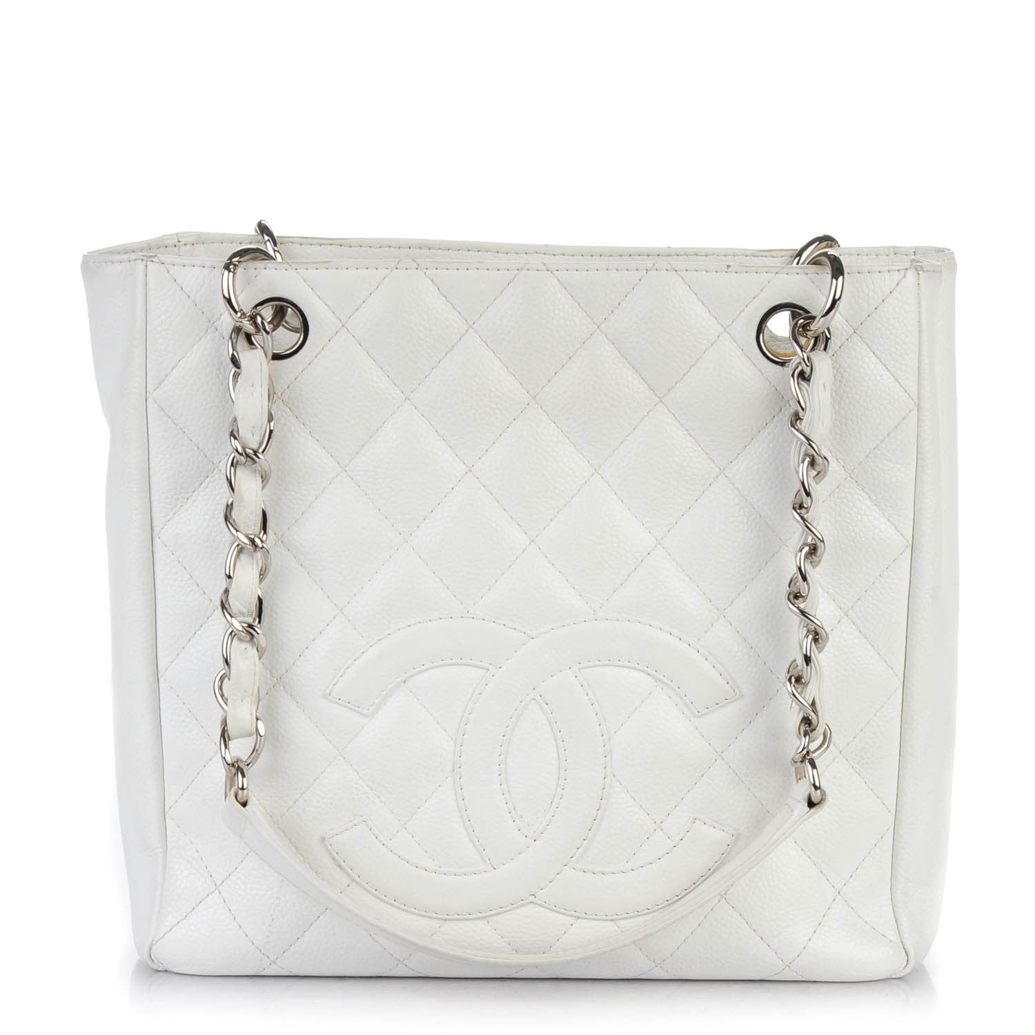 Chanel Caviar Quilted Petit Shopping Tote PST White 1 of 15