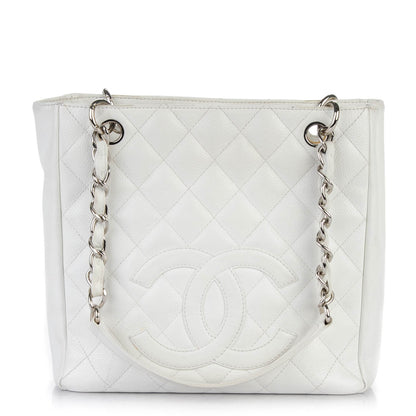 Chanel Caviar Quilted Petit Shopping Tote PST White 1 of 15