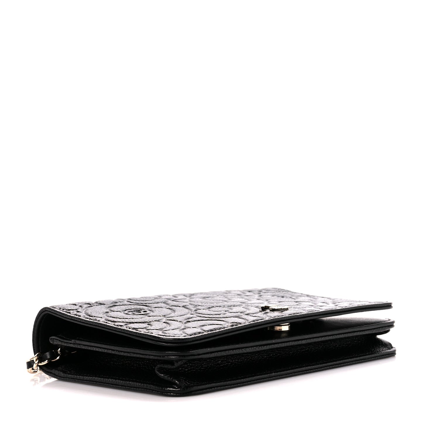 Caviar Camellia Embossed Wallet On Chain WOC Black