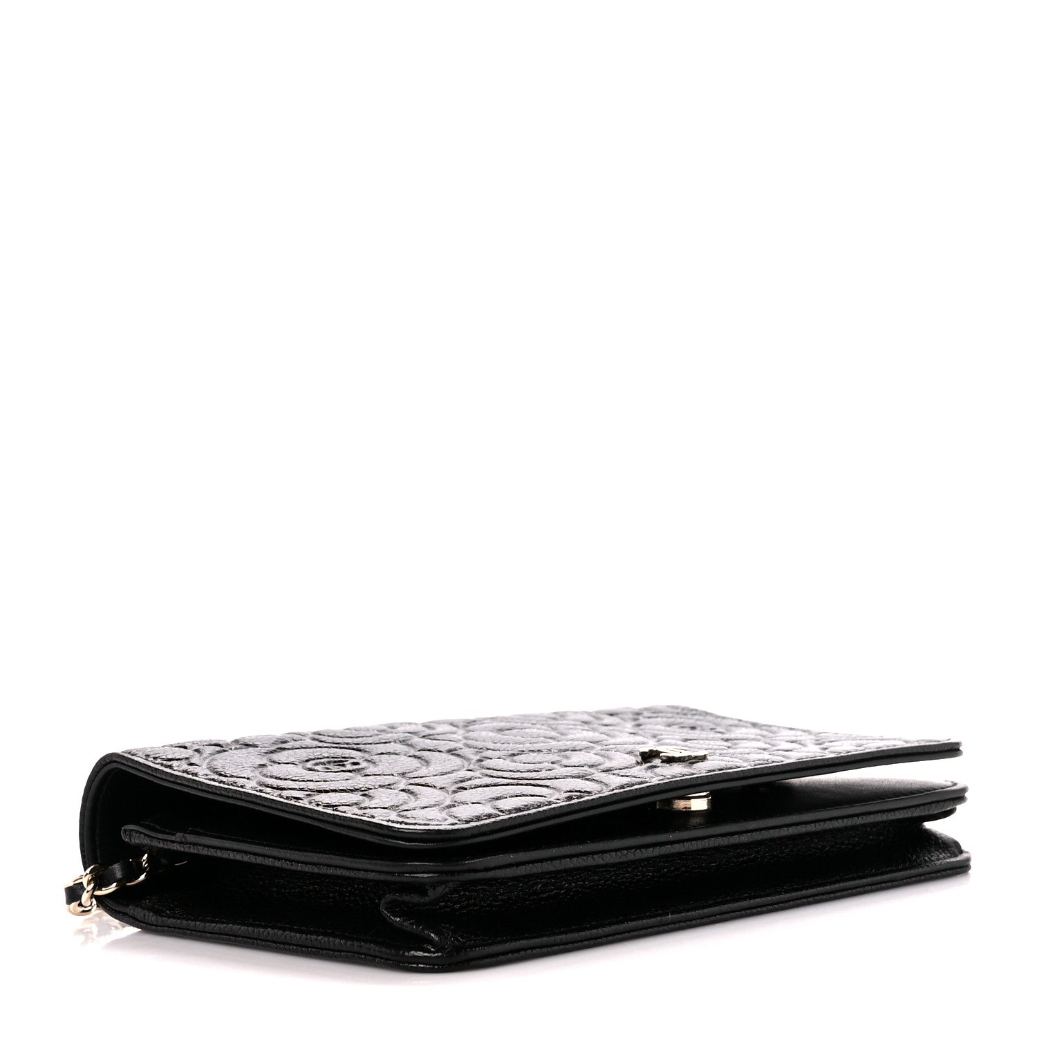 Chanel Caviar Camellia Embossed Wallet On Chain WOC Black 5 of 12