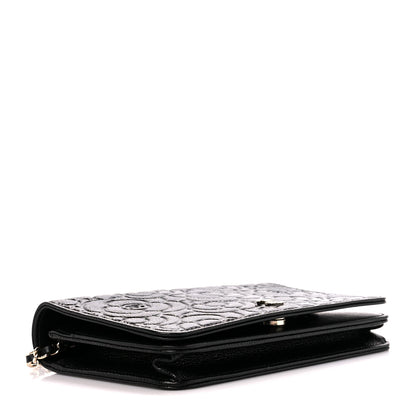 Chanel Caviar Camellia Embossed Wallet On Chain WOC Black 5 of 12
