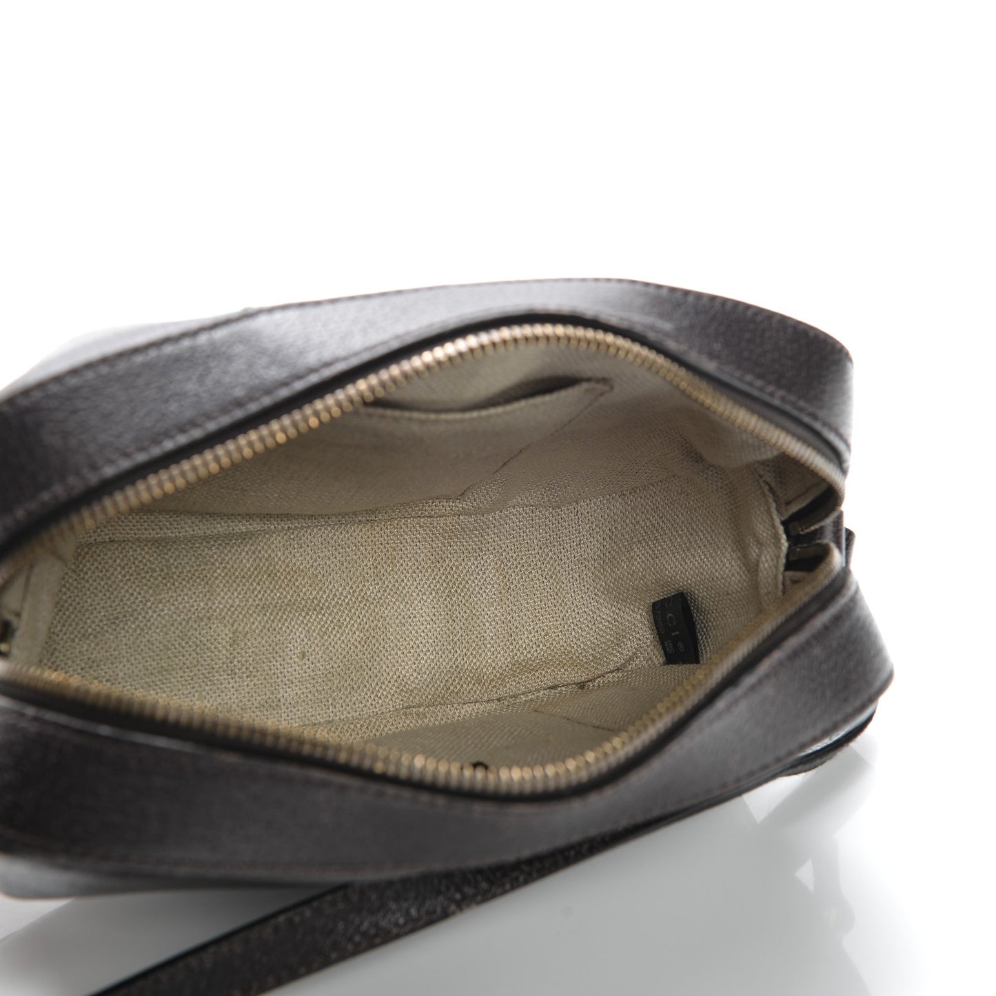 Textured Calfskin Web Small Webby Bee Shoulder Bag Brown Coffee