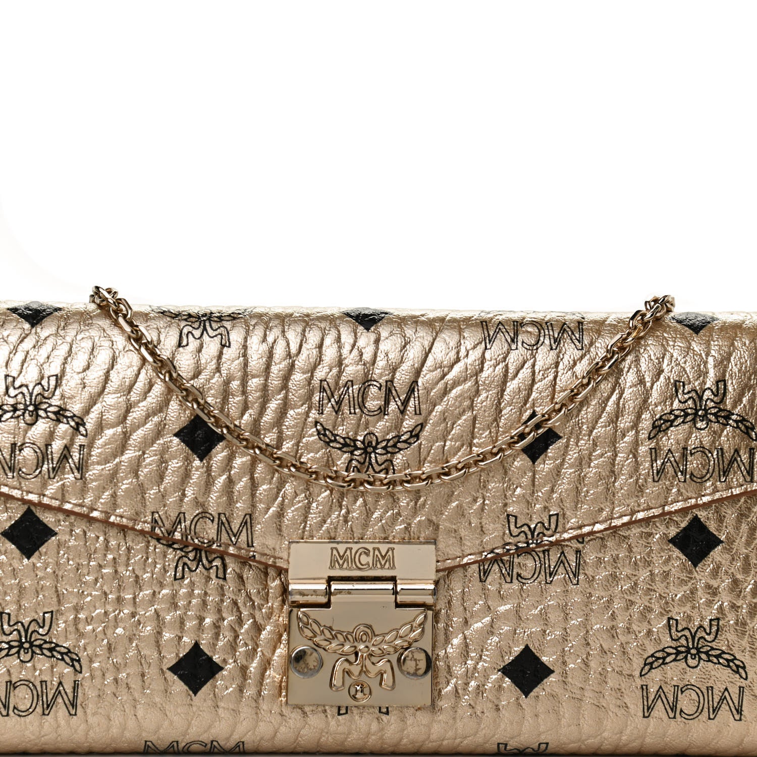 MCM Metallic Visetos Patricia Wallet On Chain Gold 7 of 12