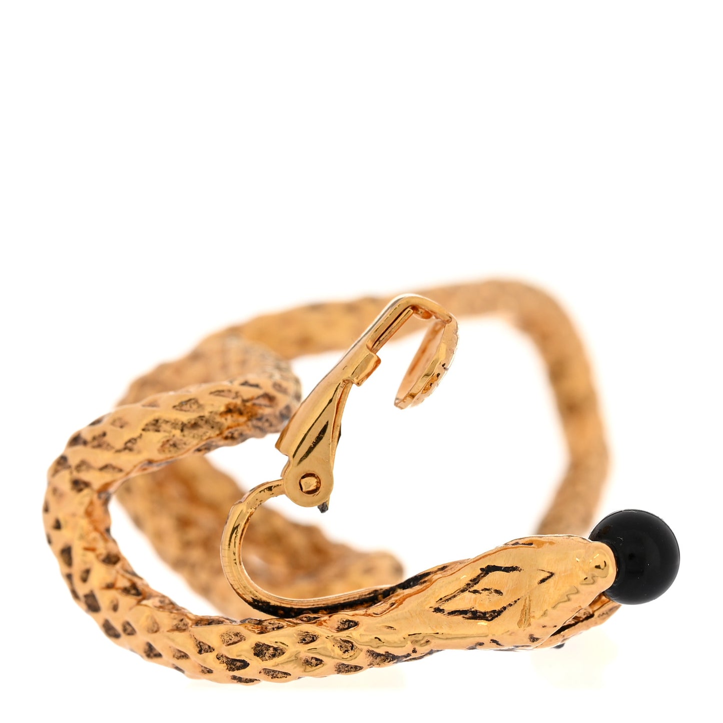 Metal Resin Snake Ear Cuff Earring Gold Black