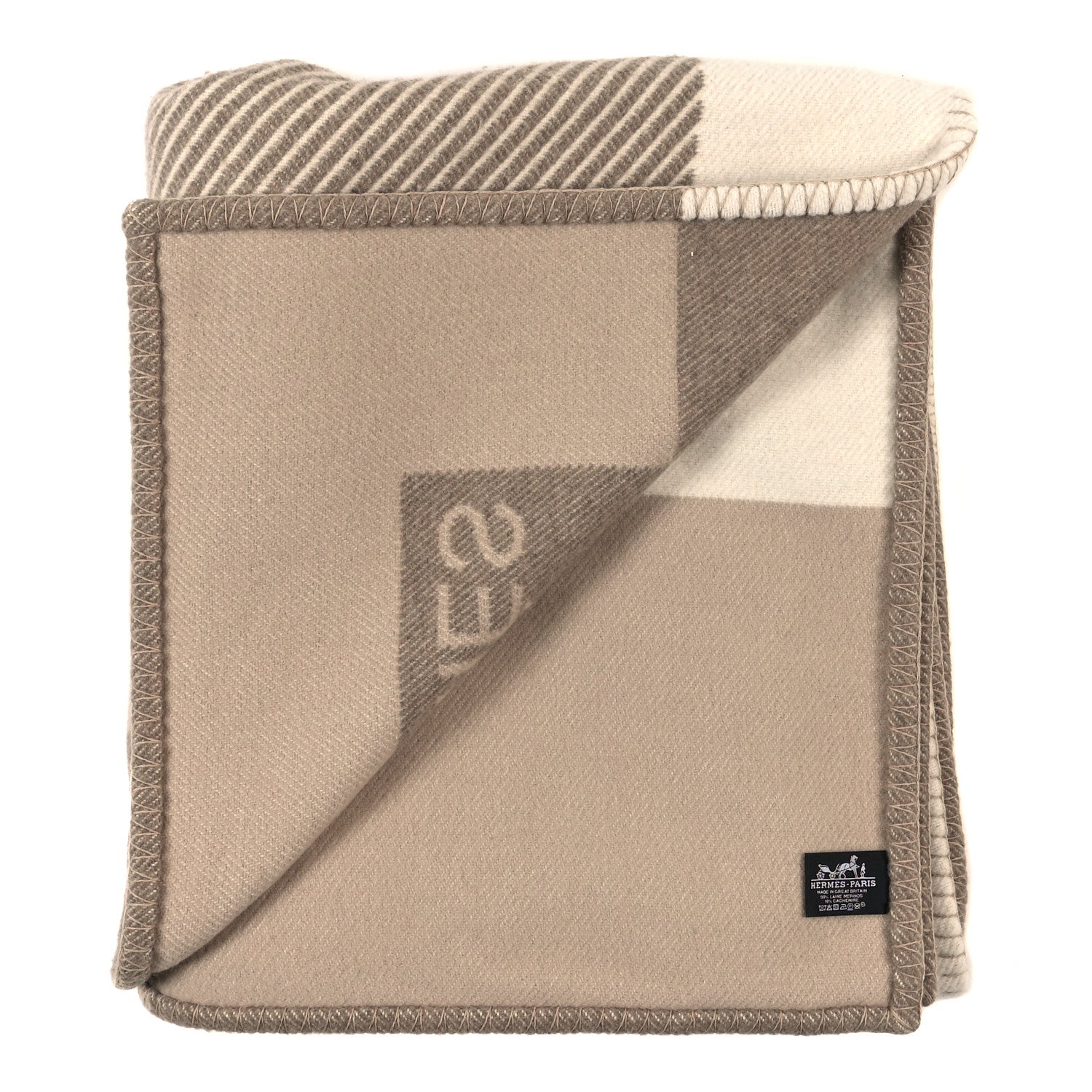 Hermes Wool Cashmere H Riviera Blanket Sable 2 of 3