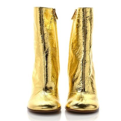 Fendi Laminated Craquele Nappa Fendi First 95mm Booties 37 Gold 2 of 7
