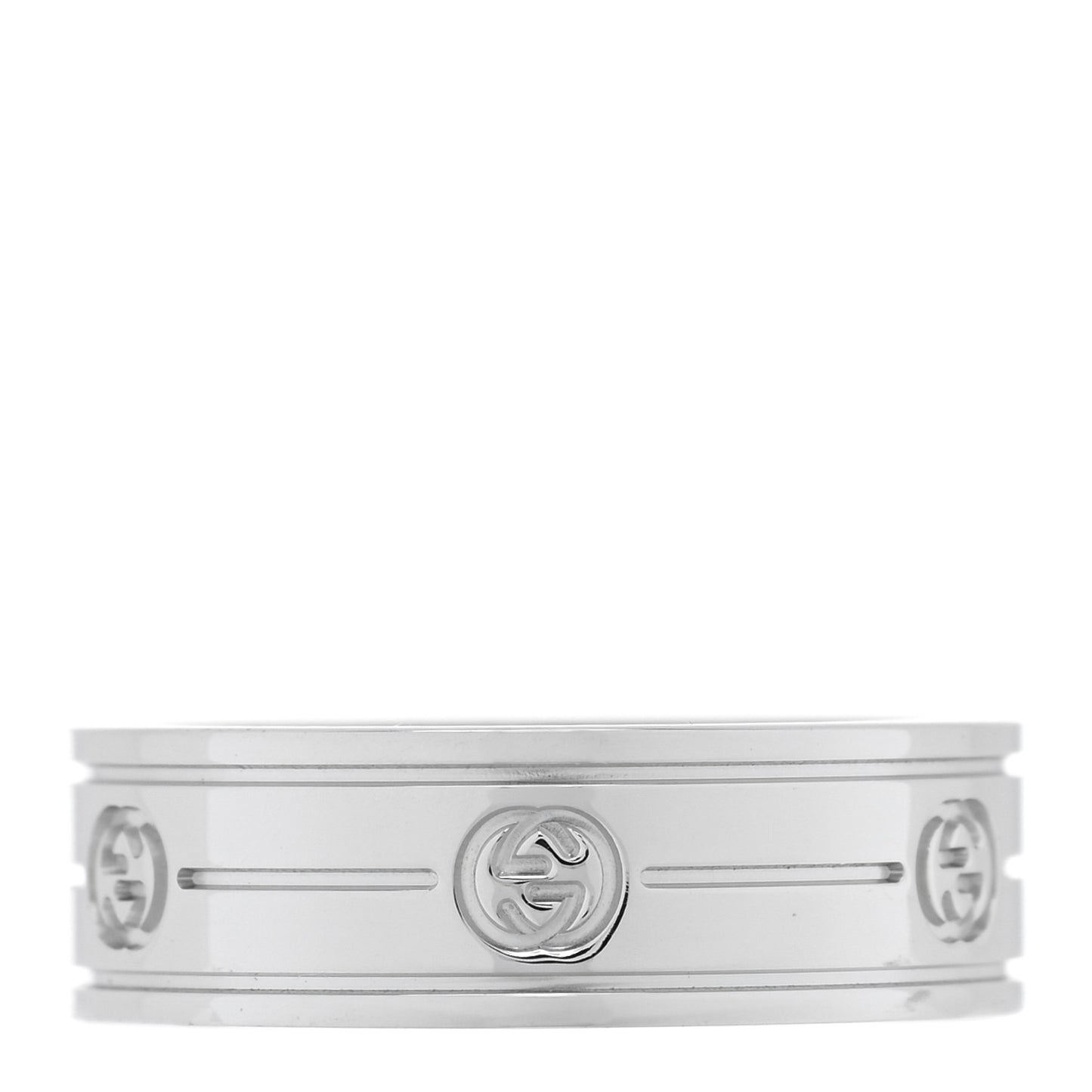18K White Gold Interlocking G Band Ring 54 6.75