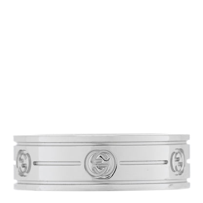 Gucci 18K White Gold Interlocking G Band Ring 54 6.75 3 of 4
