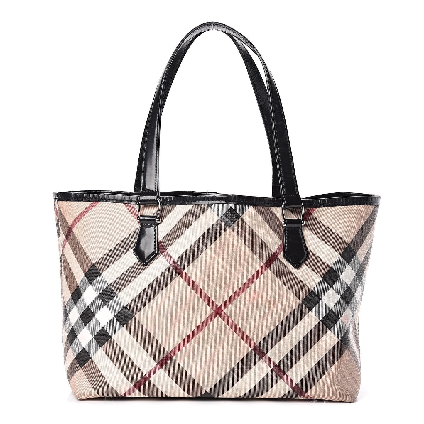 Patent Supernova Check Small Stanton Tote Black