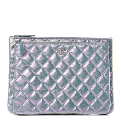Chanel Iridescent Crumpled Lambskin Double Cosmetic Case Light Blue 1 of 15