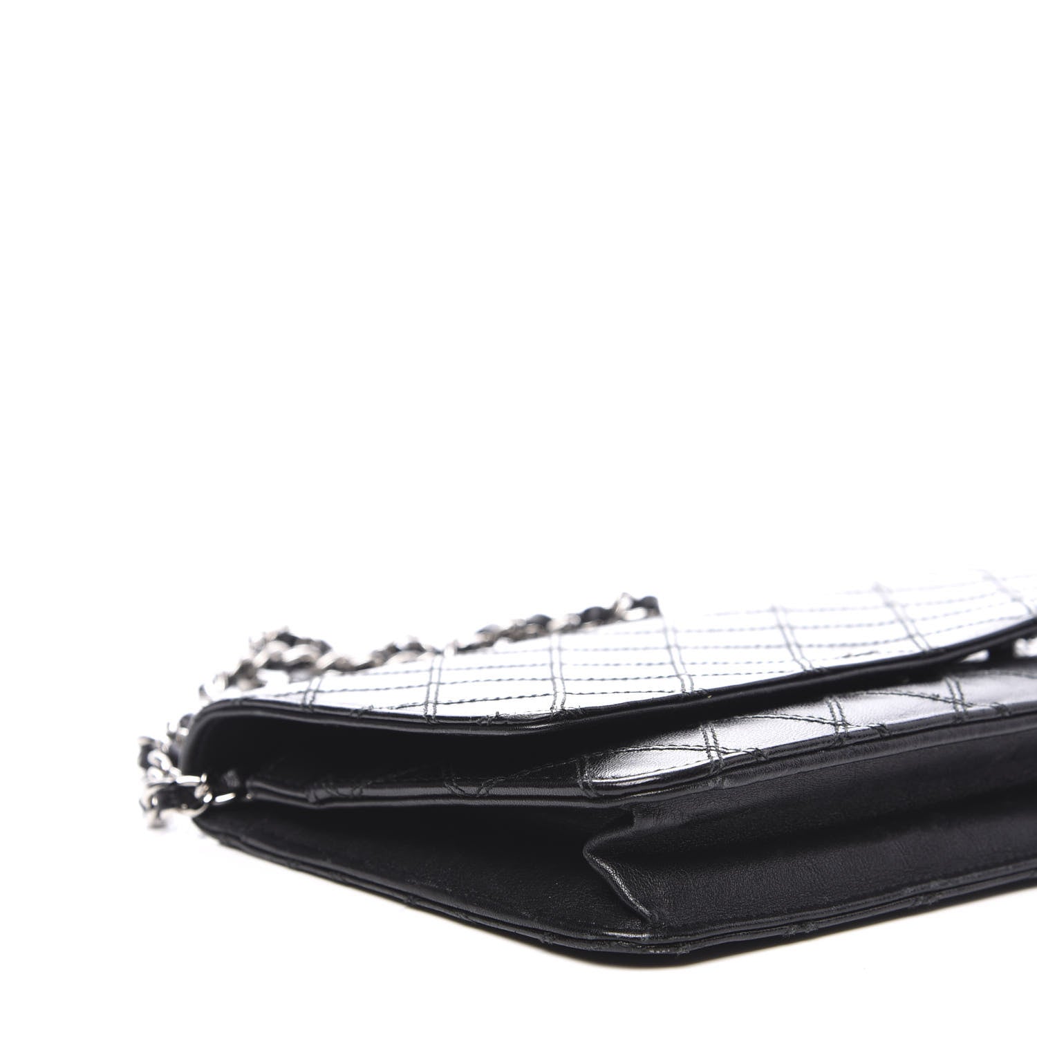 Chanel Lambskin Diamond Stitched Wallet On Chain WOC Black 5 of 11