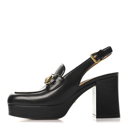 Gucci Quentin Granada Kid Horsebit Slingbacks Pumps 37 Black 1 of 9