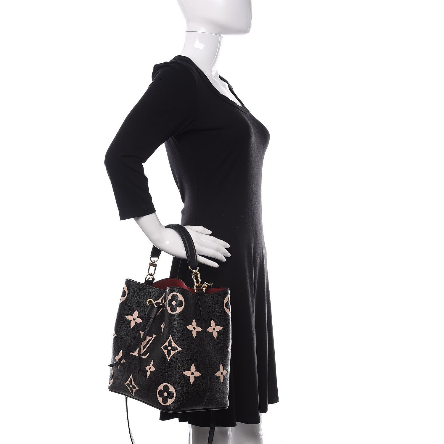 Louis Vuitton Empreinte Monogram Giant Neonoe MM Black Beige 3 of 12